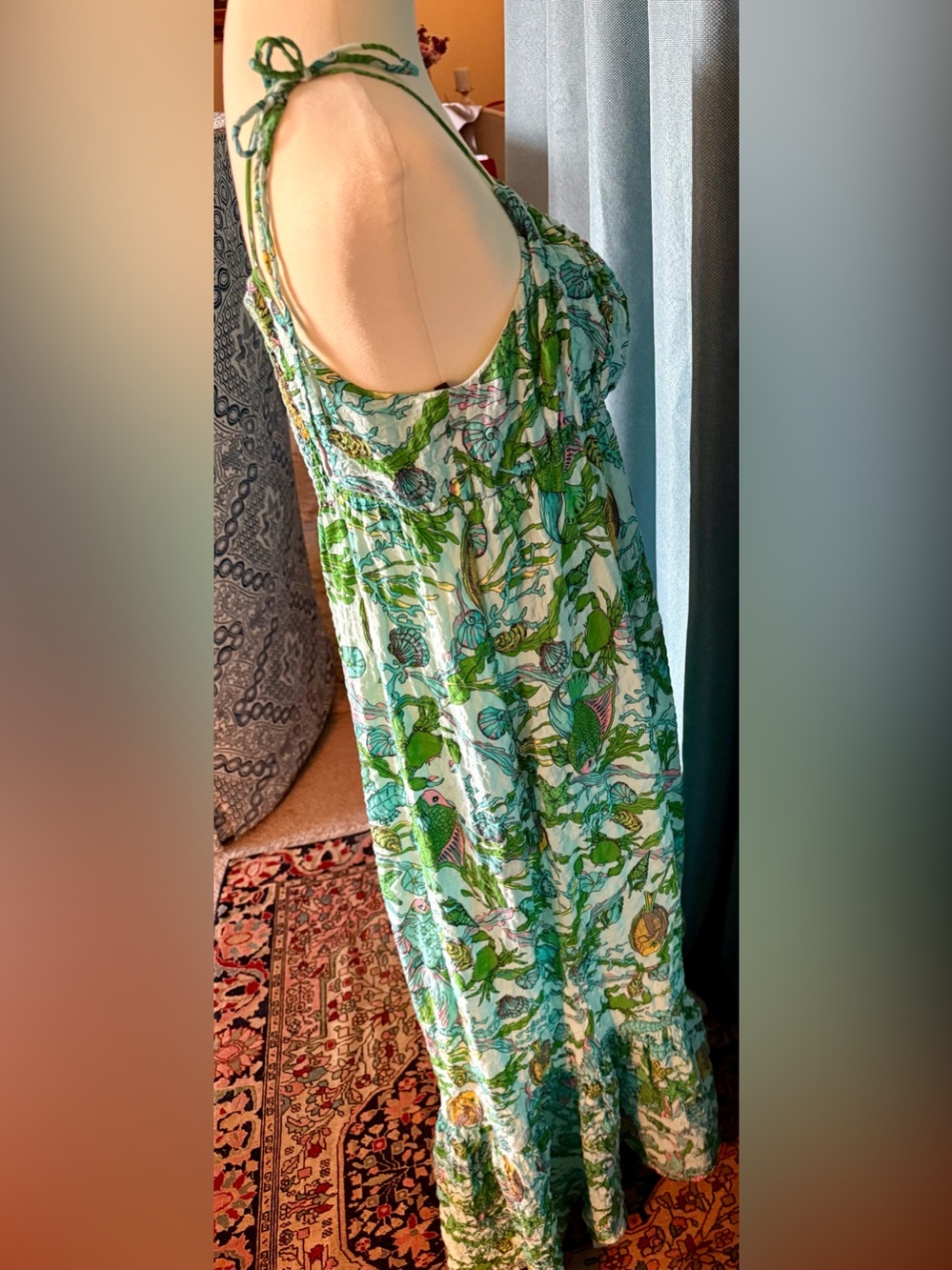 kate spade Green and Blue Aquatic Print Maxi Dress - Picture 3 of 7